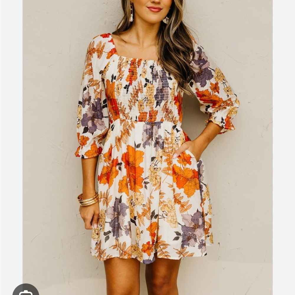 Mod Boutique - Shay Smocked Print Mini Dress